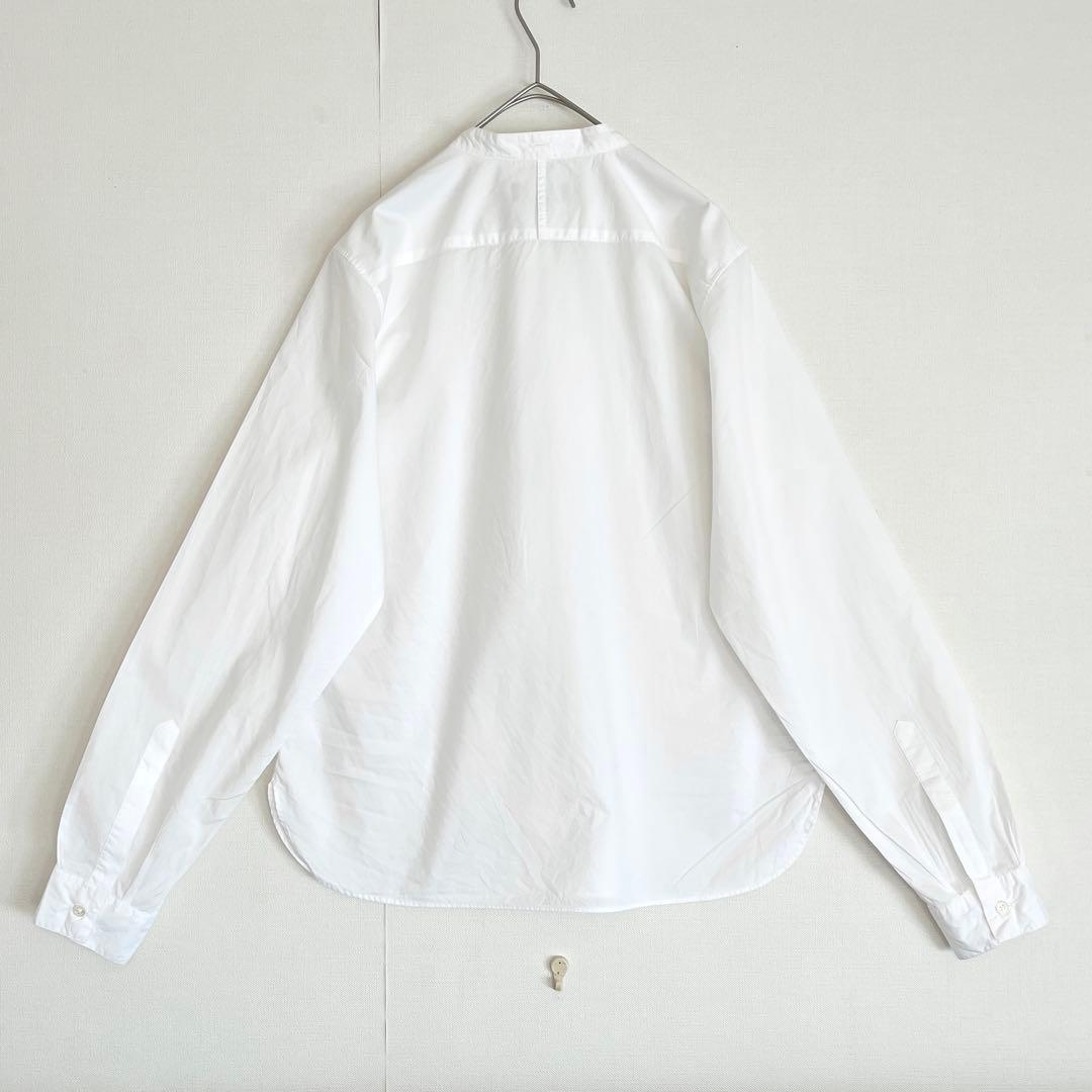 【未使用に近い★人気ボックスシルエット】マーガレットハウエルバンドカラーシャツ白