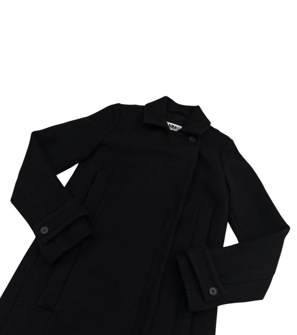 MM6 メルトンウールカーコート ブラック ポケット ファスナースリット 36