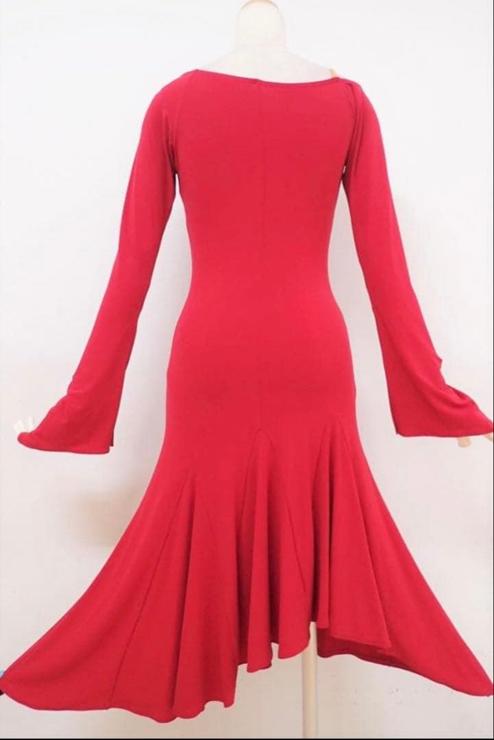 超美品【チャコット】赤/黒/花モチーフ/ラテン/ドレス/社交ダンス