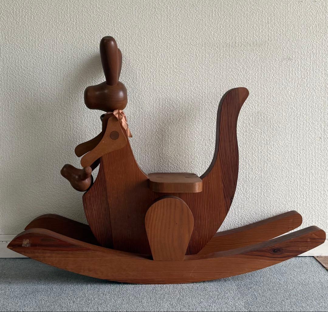 SNT1120 アンティーク カンガルー 木製 木馬 インテリア 昭和レトロ