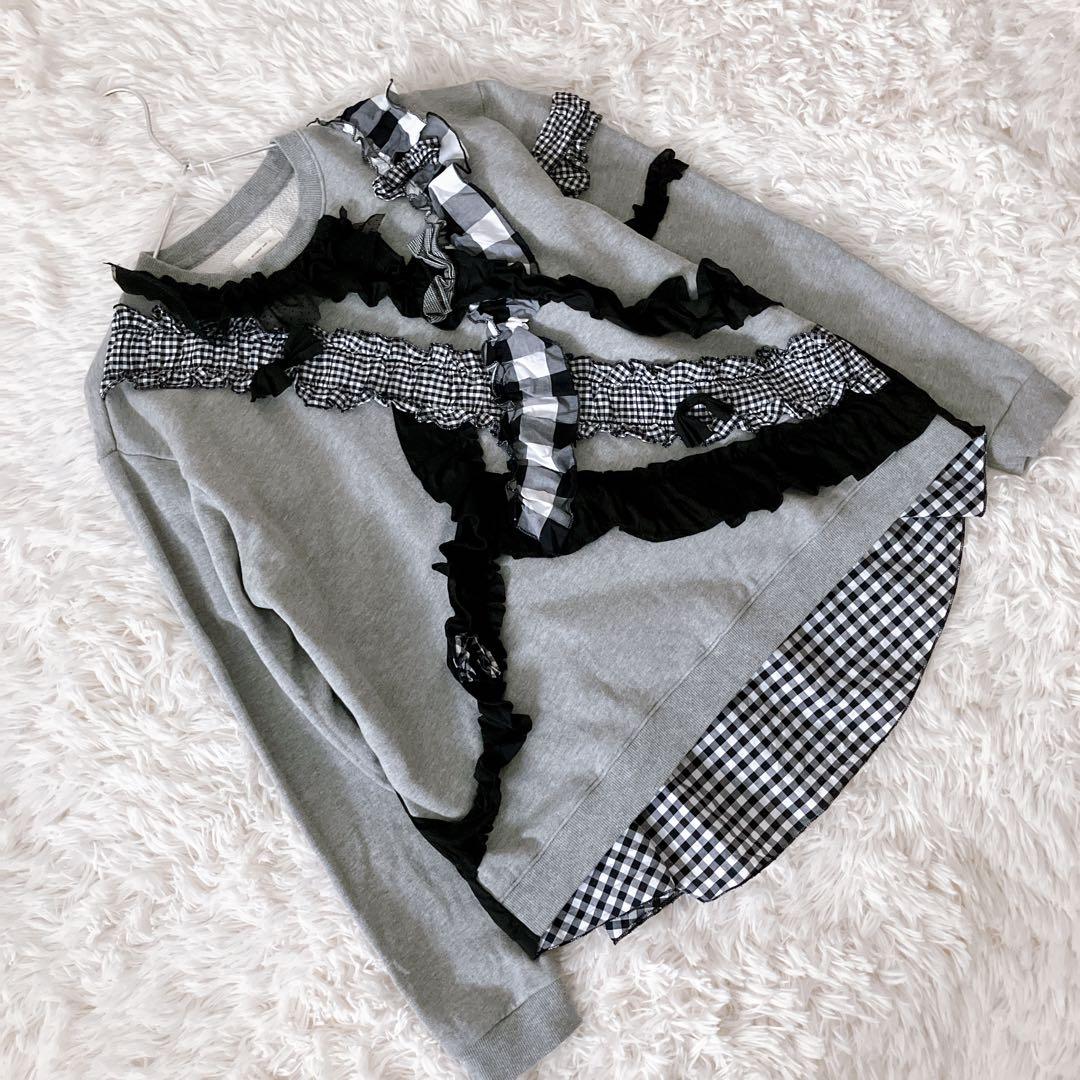 BEAMS BOY TORI-TO 別注 リボン スウェット シャツ グレー