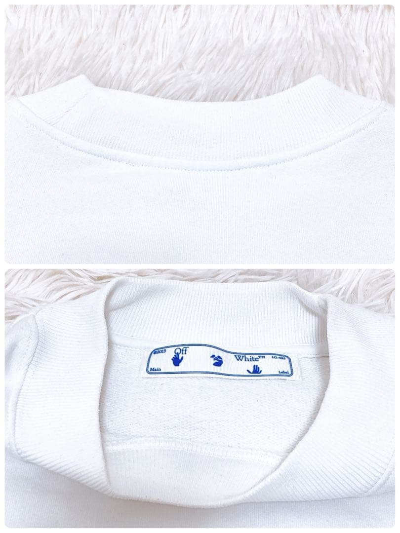 オフホワイト　バックアロー　プリント　スウェット　トレーナー　XL