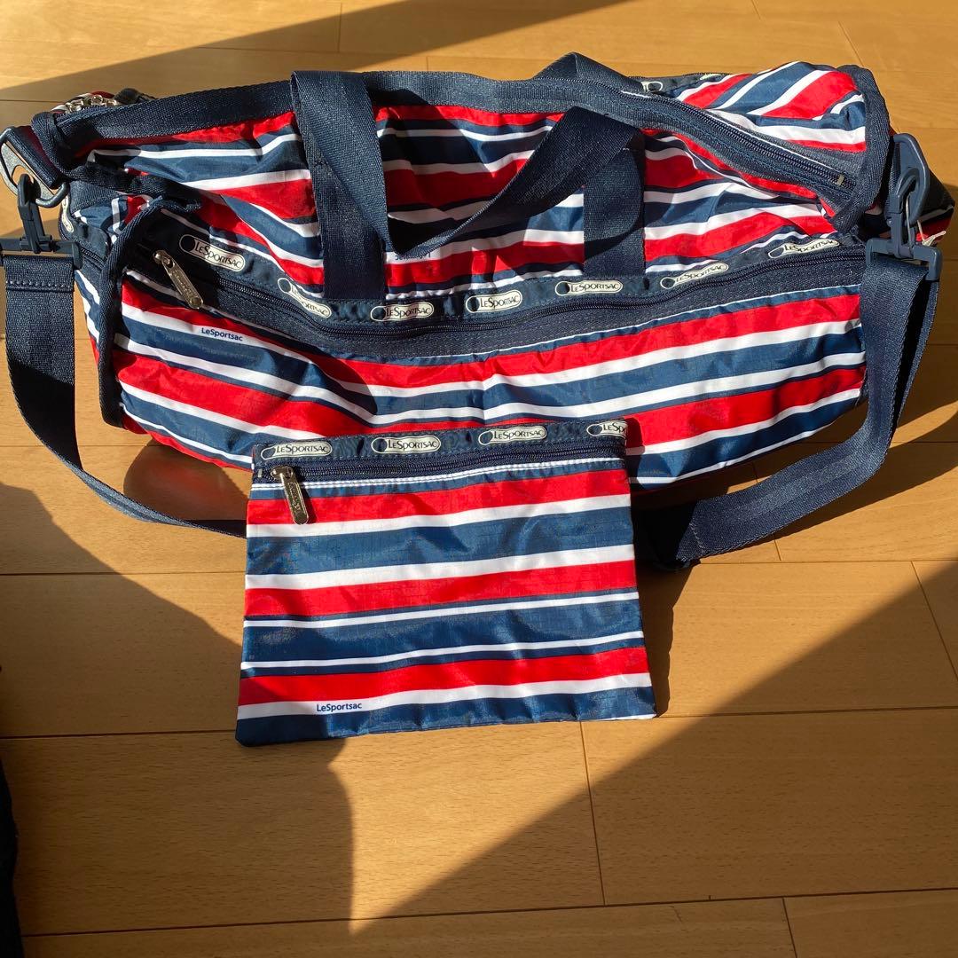 LeSportsac ストライプ ボストンバッグ