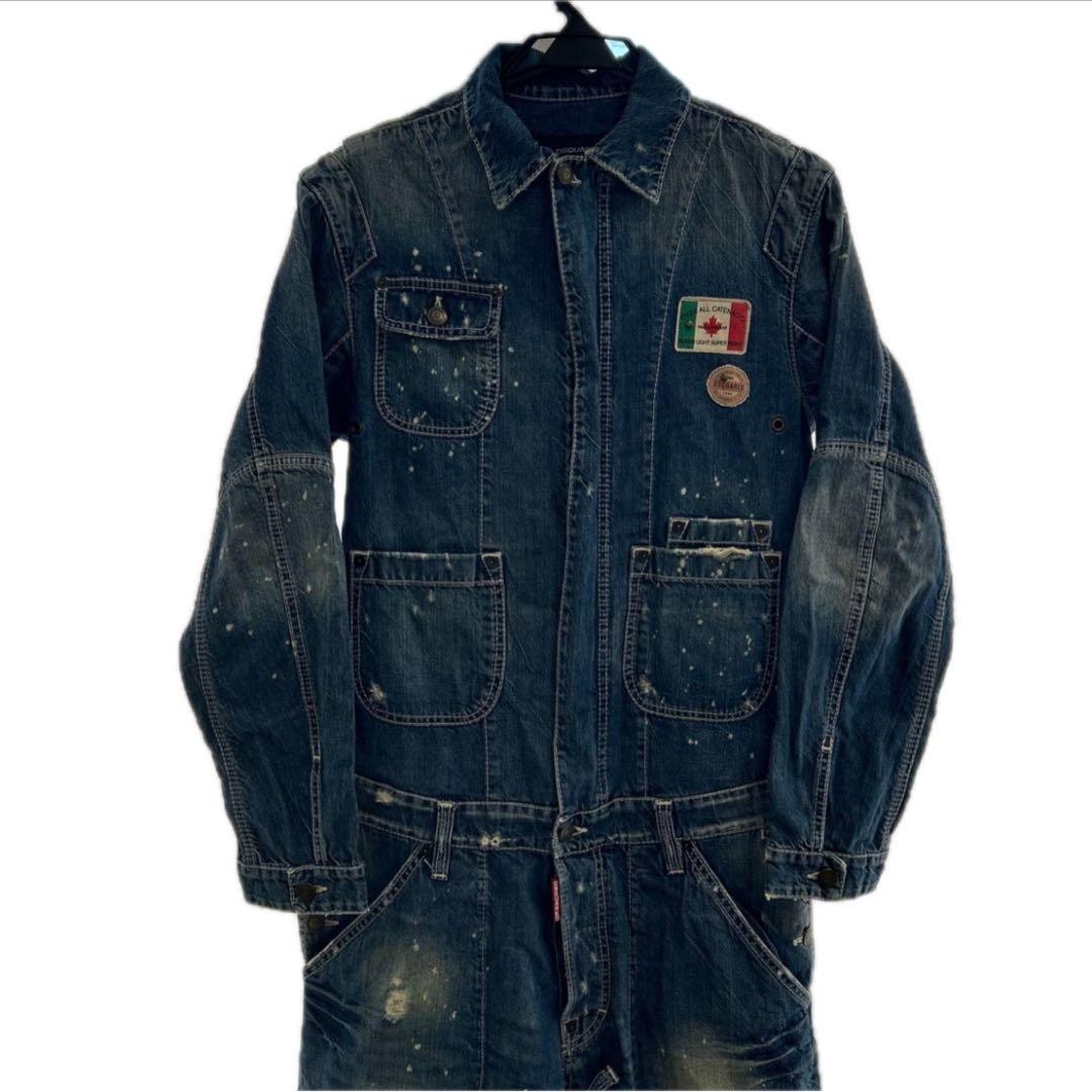 DSQUARED２　オーバーオール　サイズ44　デニム　ダメージ加工　長袖
