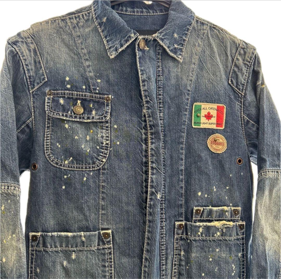 DSQUARED２　オーバーオール　サイズ44　デニム　ダメージ加工　長袖