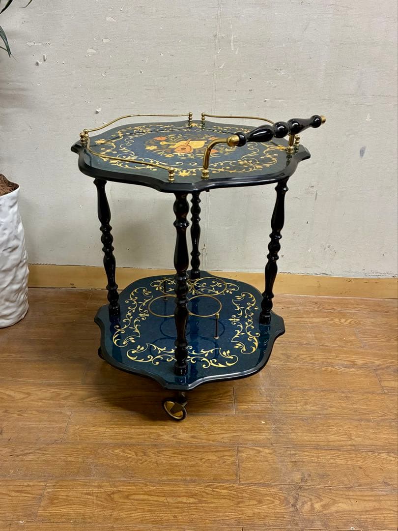 管459☆イタリア製☆ドマン社☆象嵌細工☆アンティーク☆キッチンワゴン