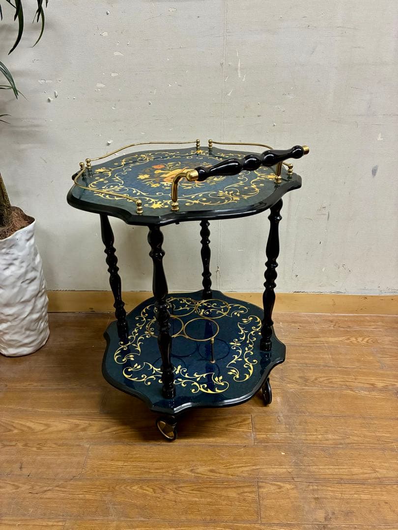 管459☆イタリア製☆ドマン社☆象嵌細工☆アンティーク☆キッチンワゴン