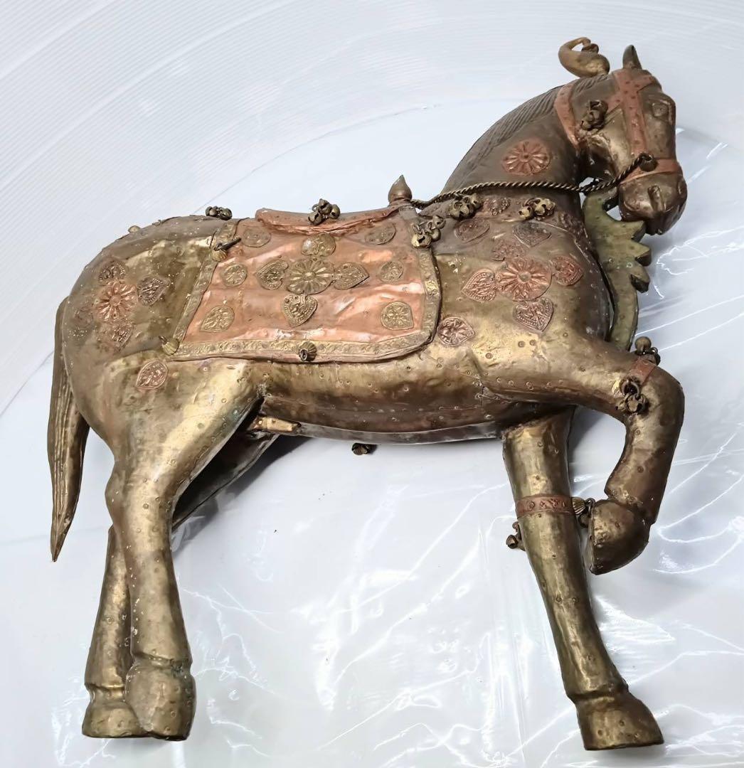 ヴィンテージ 馬 置物 騎馬 金属張り合わせ 精巧な造り インテリア 飾り 置物