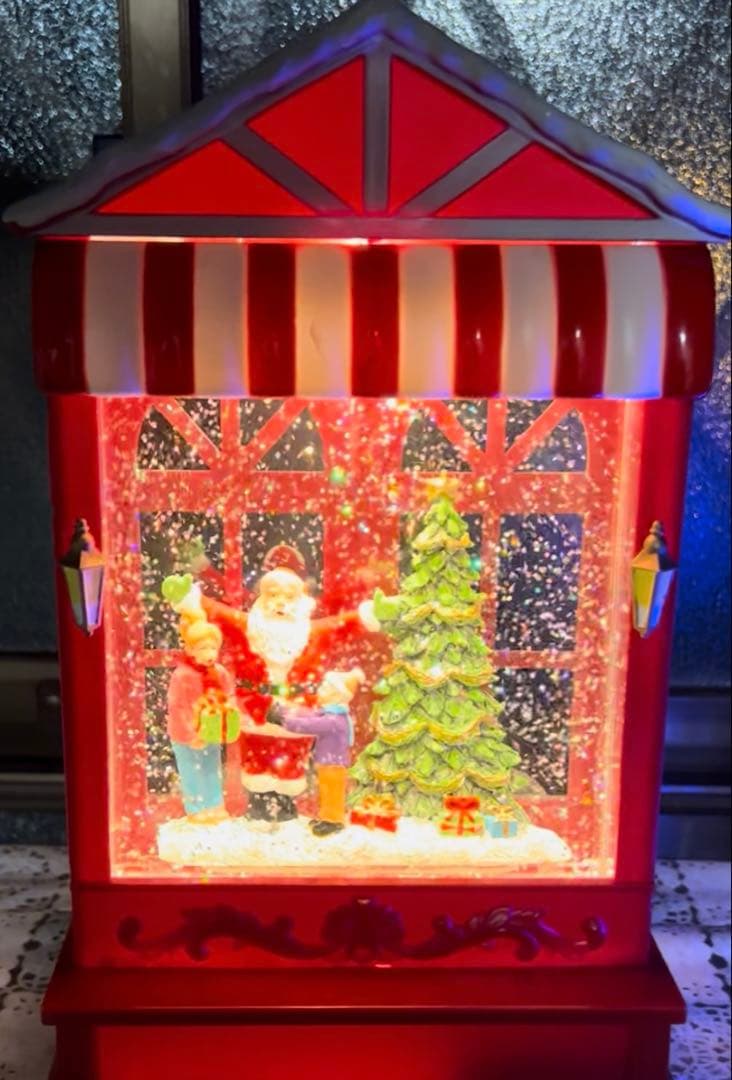 クリスマス装飾 サンタとツリー雪だるま　乾電池式ライトアップ