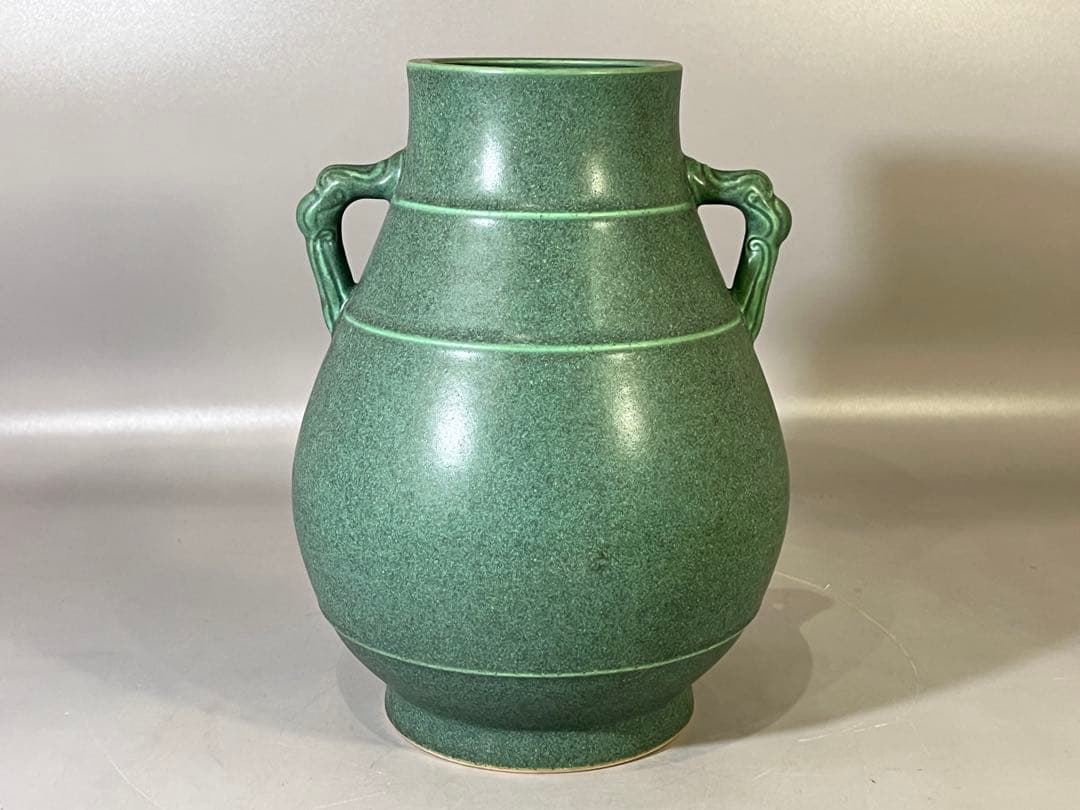 DT694 爐鈞釉 双耳花生 瓶 作家物 美品