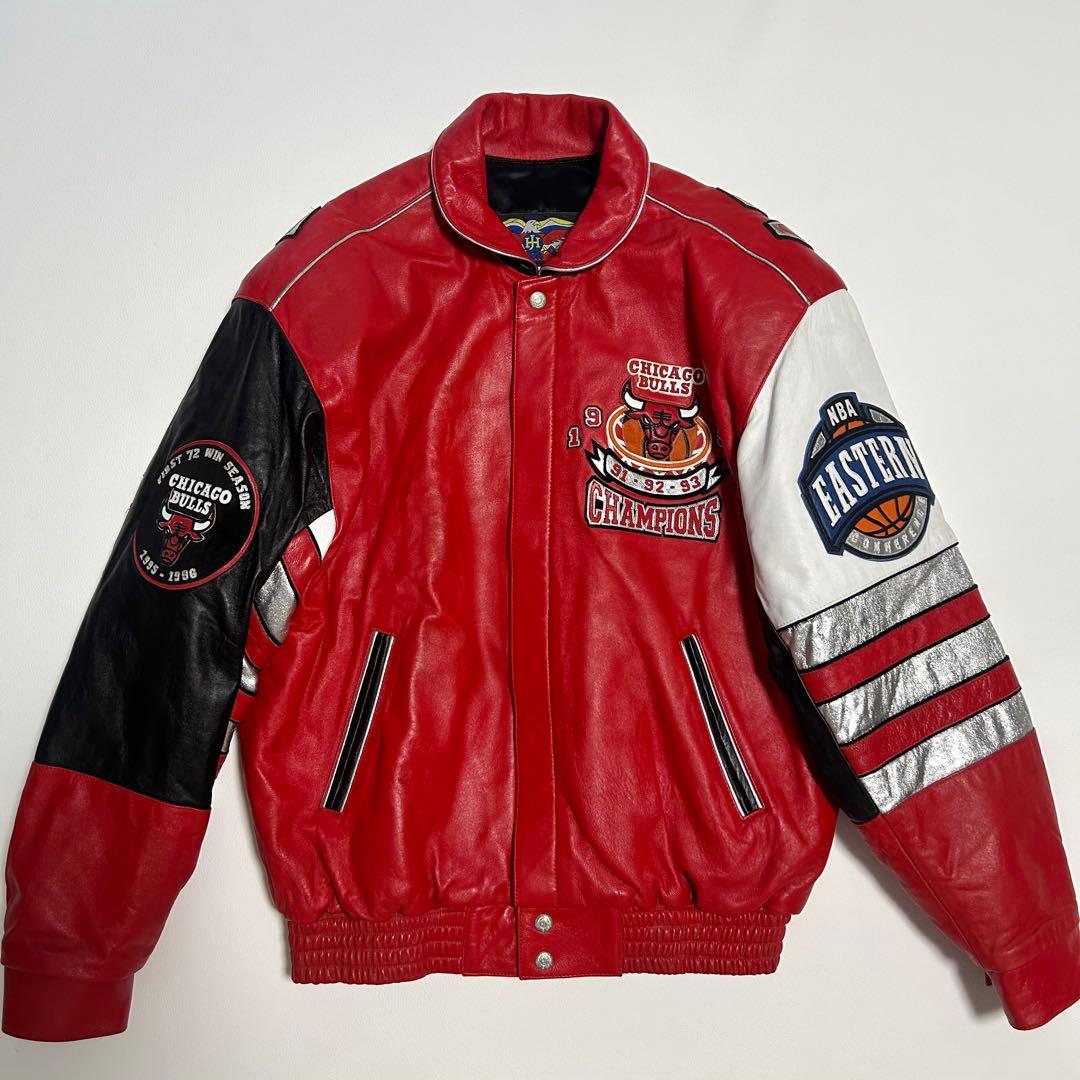希少JEFF HAMILTON シカゴ・ブルズ レザースタジャン レッド M