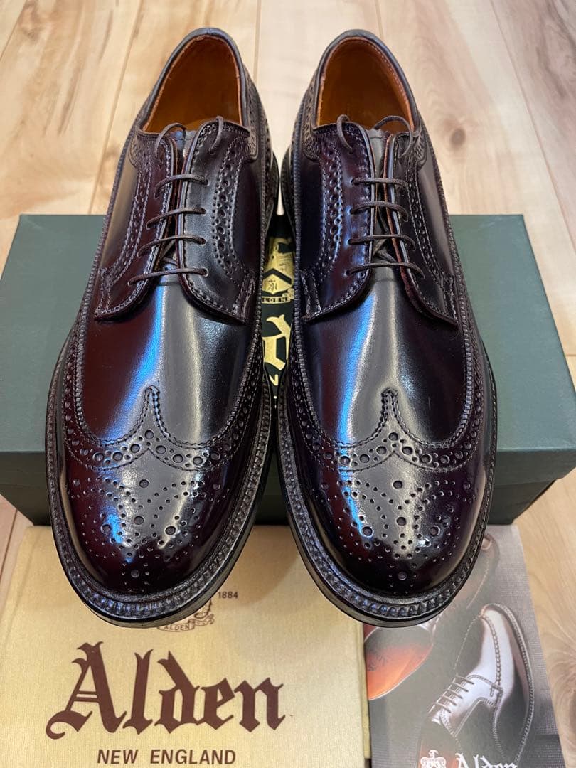 米国製新品Aldenオールデンコードバン バーガンディウィングチップ US8.5