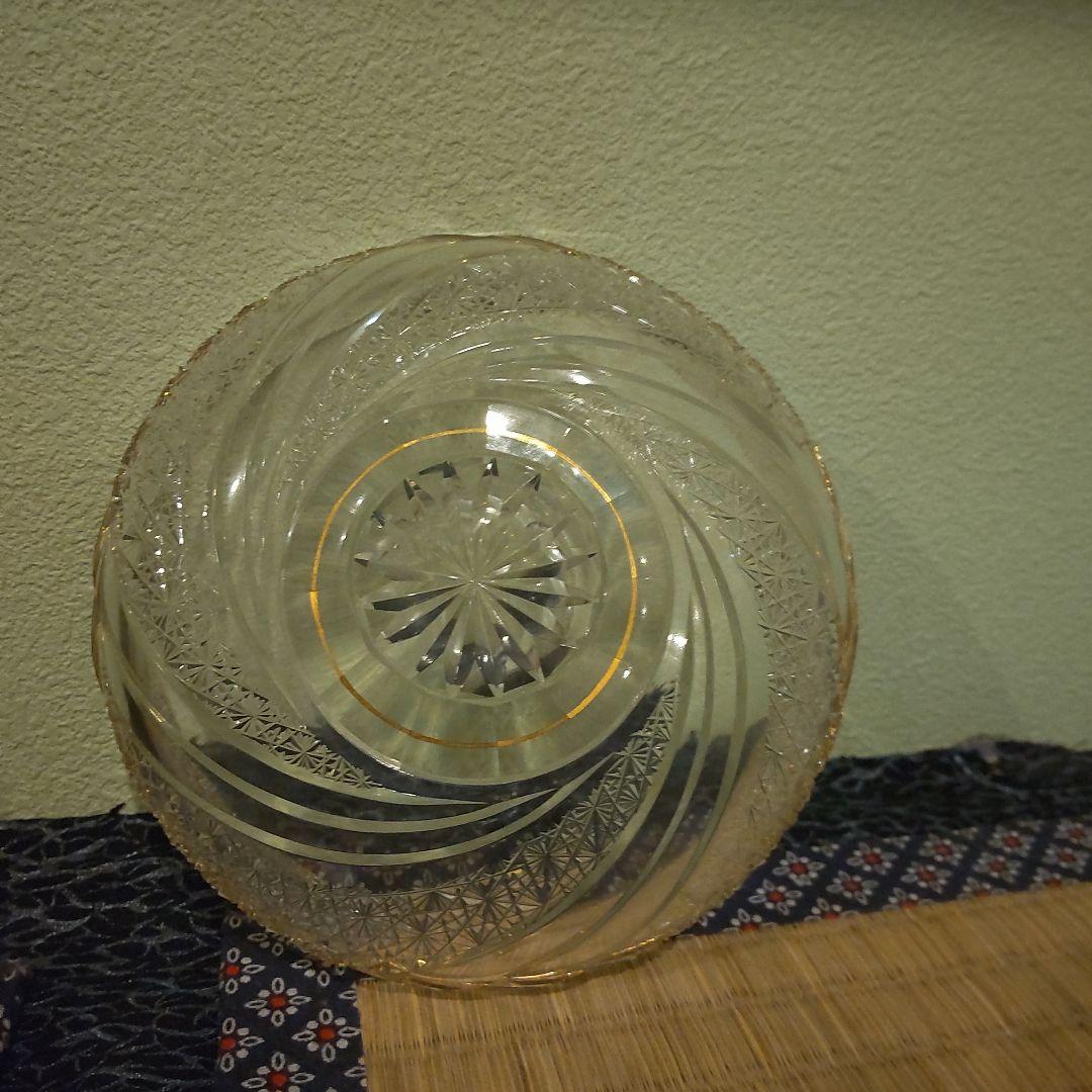 須田秀石　茶懐石用　江戸切子　金彩外蓋葉物碗揃　六客セット