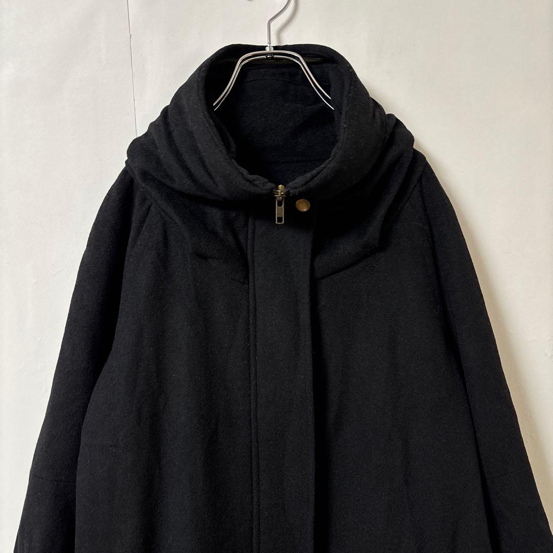 BEARDSLEY ビアズリー【Ｆ】膝丈コート ブラック フード ライナー 毛混