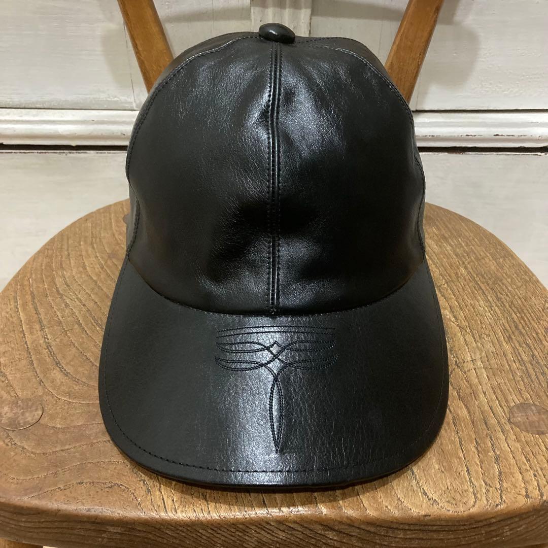 美品 SOLARIS & CO. レザー キャップ フリー ブラック 牛革
