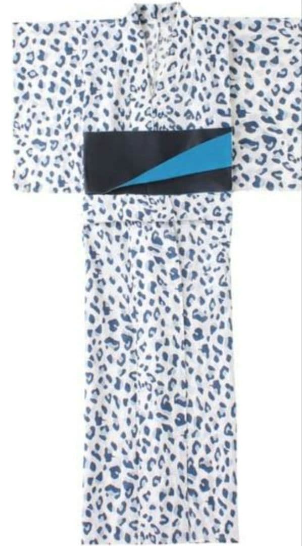 パメオポーズ　青レオパード浴衣　綿　万博やイベントや推し活にも！