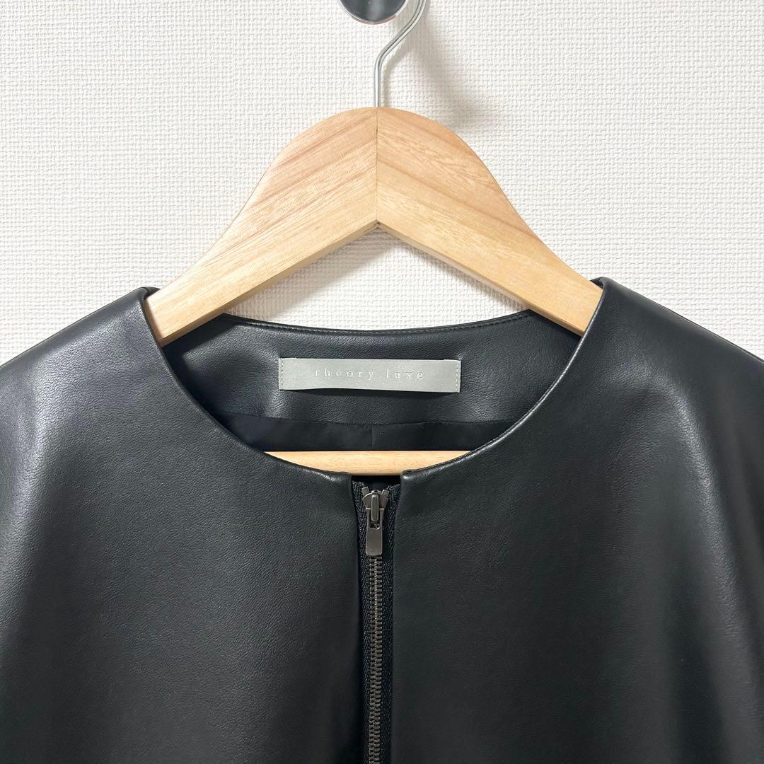 theoryluxe レザージャケット　ノーカラー　ブラック　38