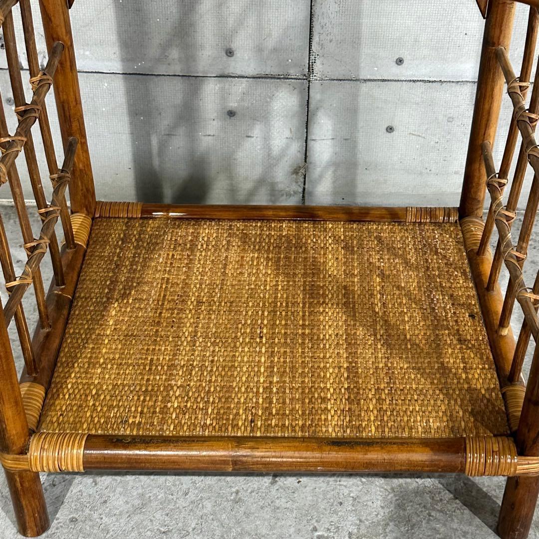 ꧁オールドラタン꧂80s ｜ガラスラック 3段｜アジアン・ボタニカル