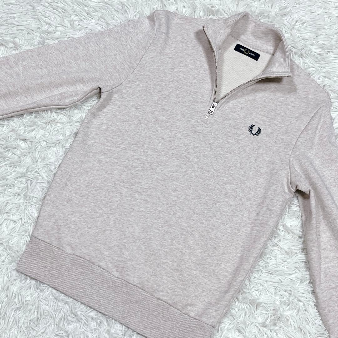 フレッドペリー ハーフジップスウェットトレーナー M3574 ベージュ Sサイズ