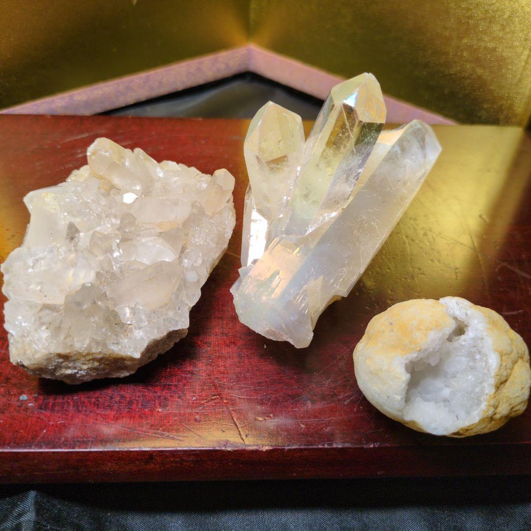 水晶クラスター2点とジオードの3点セット合計440kg 天然石 パワーストーン