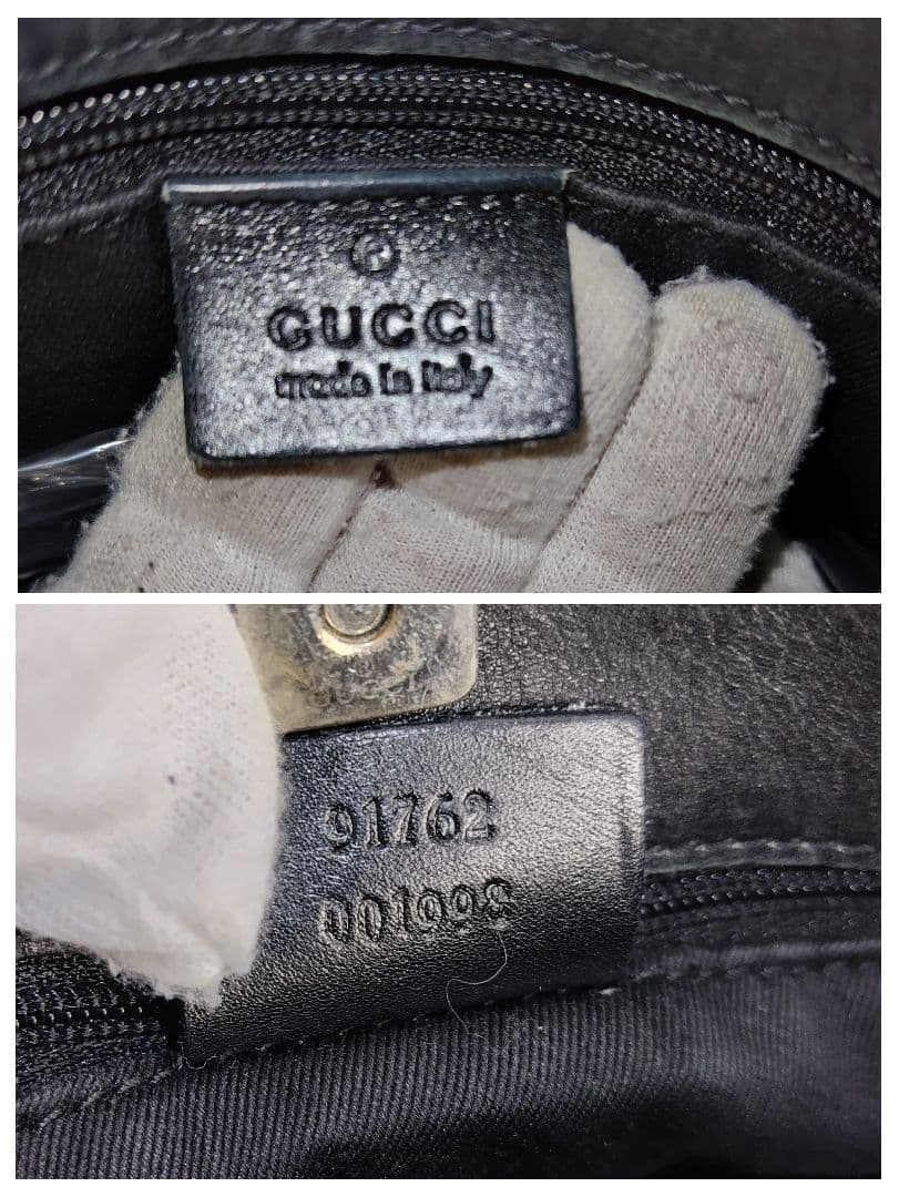 ✨美品✨GUCCI　グッチ　ショルダーバッグ　GG柄　キャンバス　レザー　黒