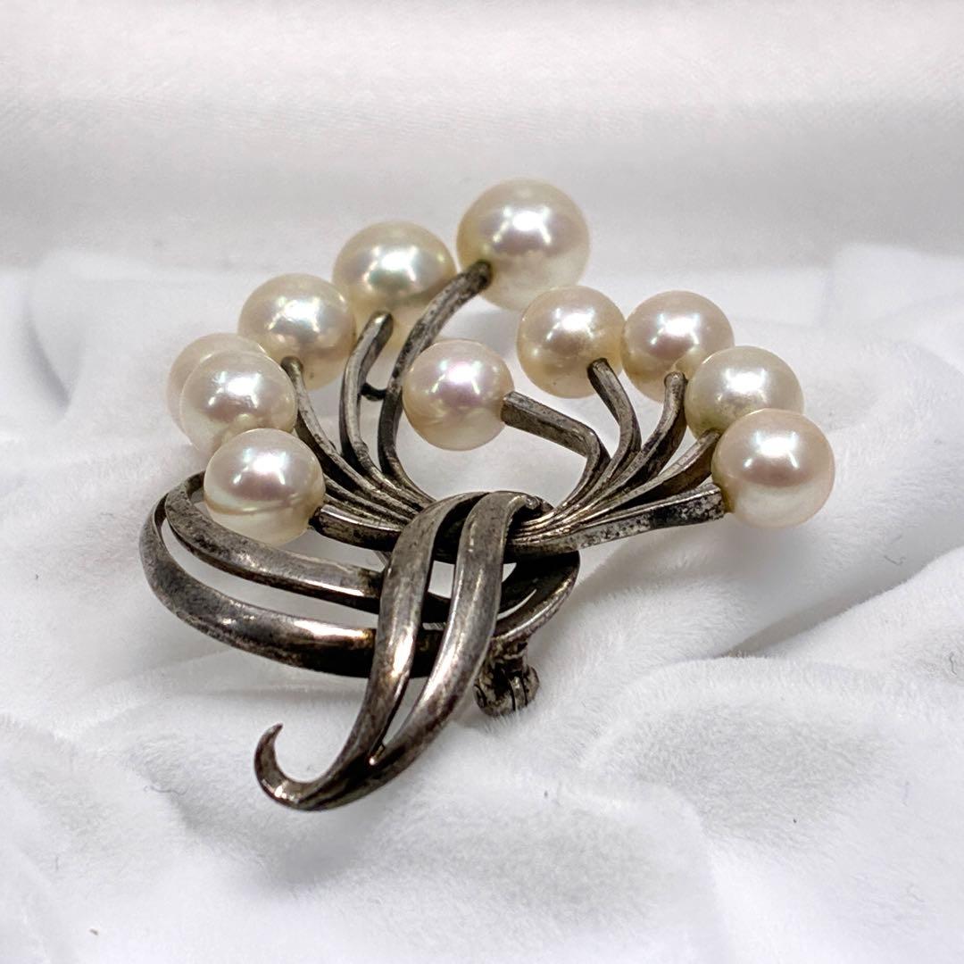 MIKIMOTO ミキモト ブローチ アコヤ真珠 パール フラワー シルバー