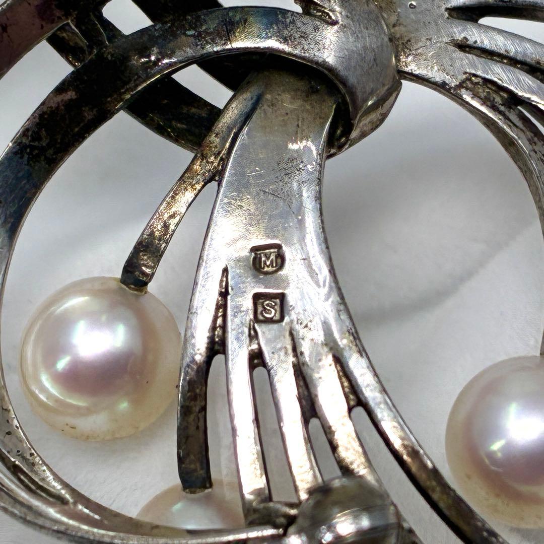 MIKIMOTO ミキモト ブローチ アコヤ真珠 パール フラワー シルバー