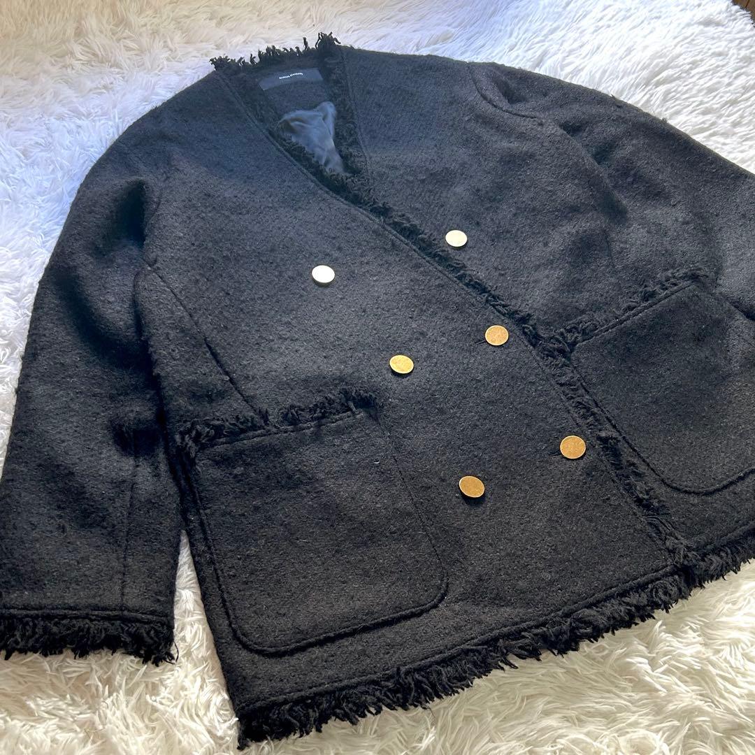 JOURNAL STANDARD ツイードジャケット　ノーカラー　金ボタン　23