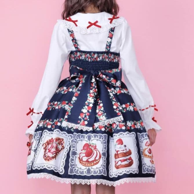 Chalmiere ベイクドベリー 紺 ジャンスカ＆ヘアクリップ セット