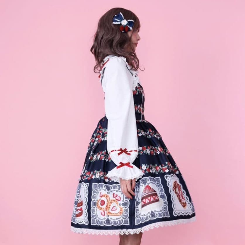 Chalmiere ベイクドベリー 紺 ジャンスカ＆ヘアクリップ セット