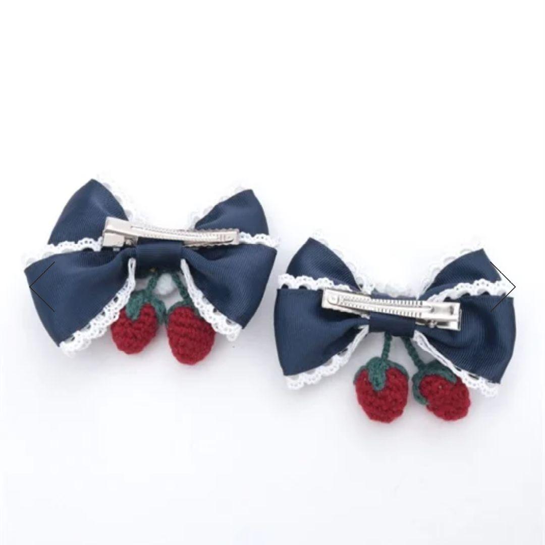 Chalmiere ベイクドベリー 紺 ジャンスカ＆ヘアクリップ セット