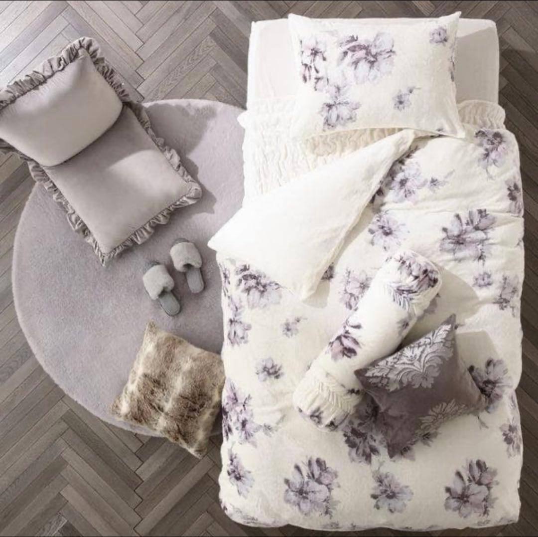 新品・未開封　掛け布団カバー　COMFORTER CASE ダブル 花柄　グレー