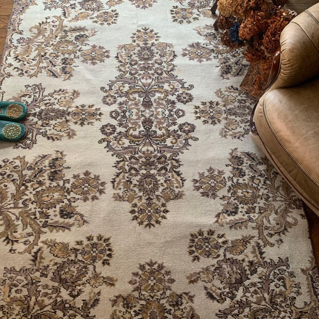 超大判　幅広　252× 147 トルコヴィンテージラグ　ボタニカル　雅紀さん