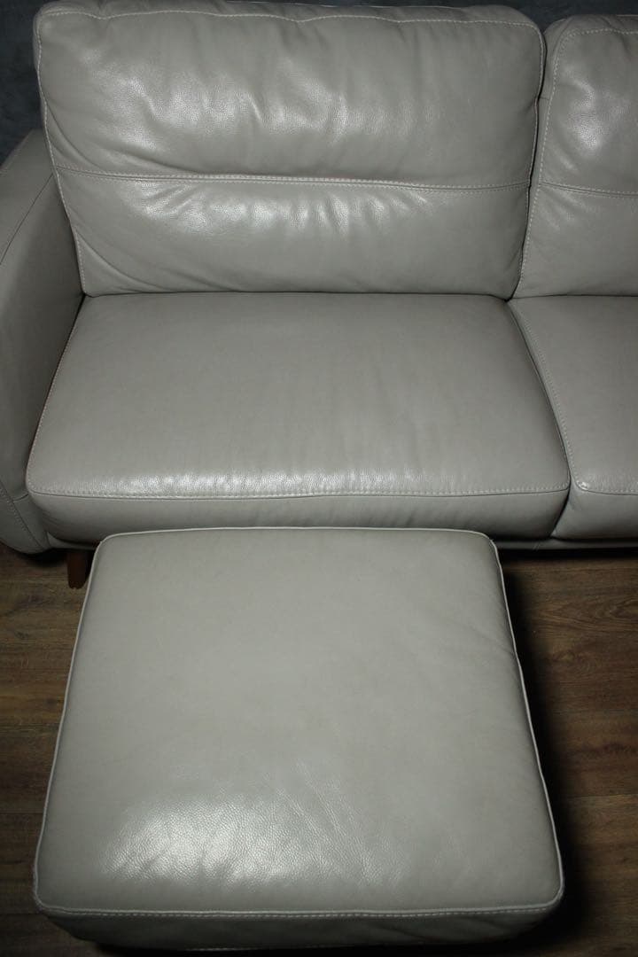 首都圏送無料〜IDC OTSUKA L/S 30万本革3人掛けソファ　オットマン