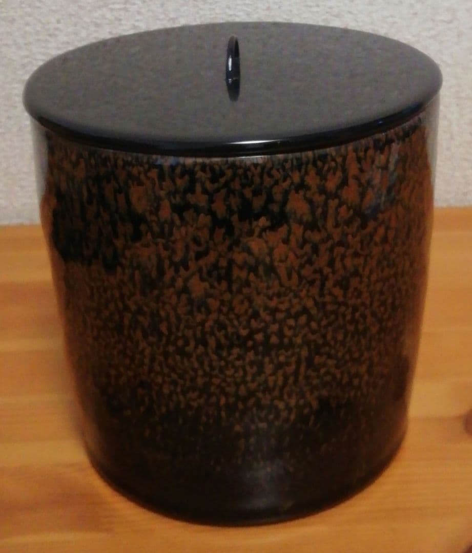 鎌田幸二作　褐釉滴　天目　水指　共箱　共布　茶道具
