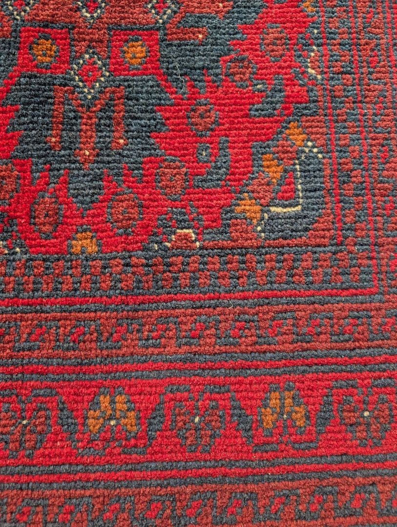 ヴィンテージ　トライバルラグ　赤　トルクメン　アフガニスタン　手織り絨毯