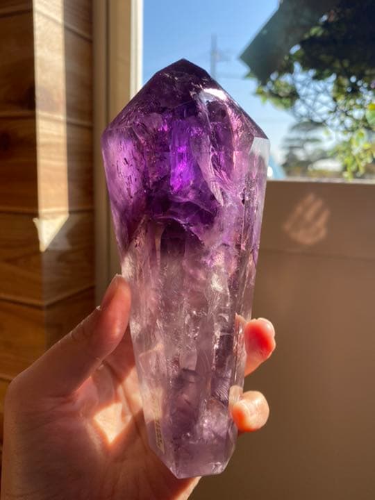 高品質 ブラジルバイーア州産 バイカラーアメジスト 天然石 原石 642g