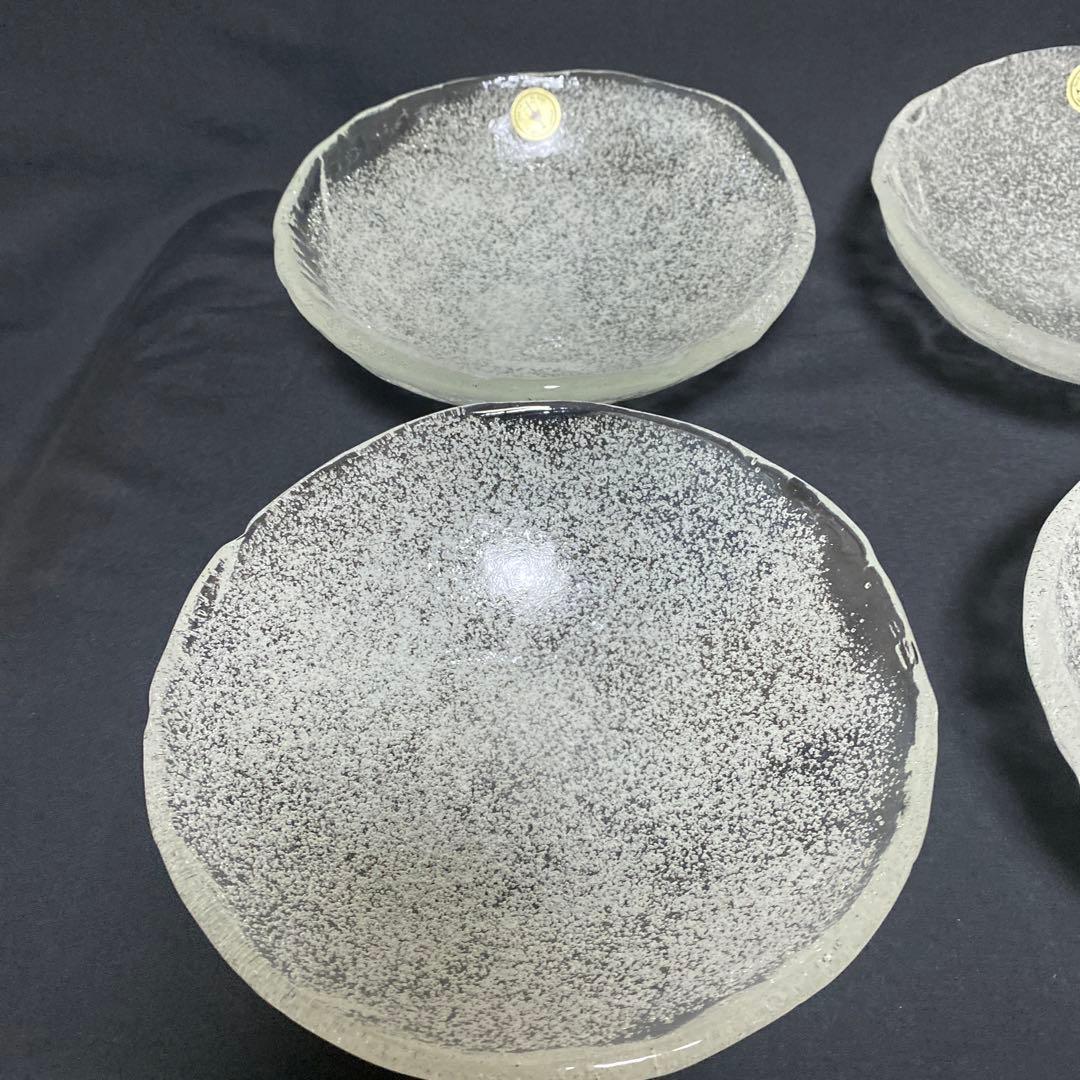 岩田ガラス　気泡　ガラス　浅鉢　深皿　6枚　未使用　美品