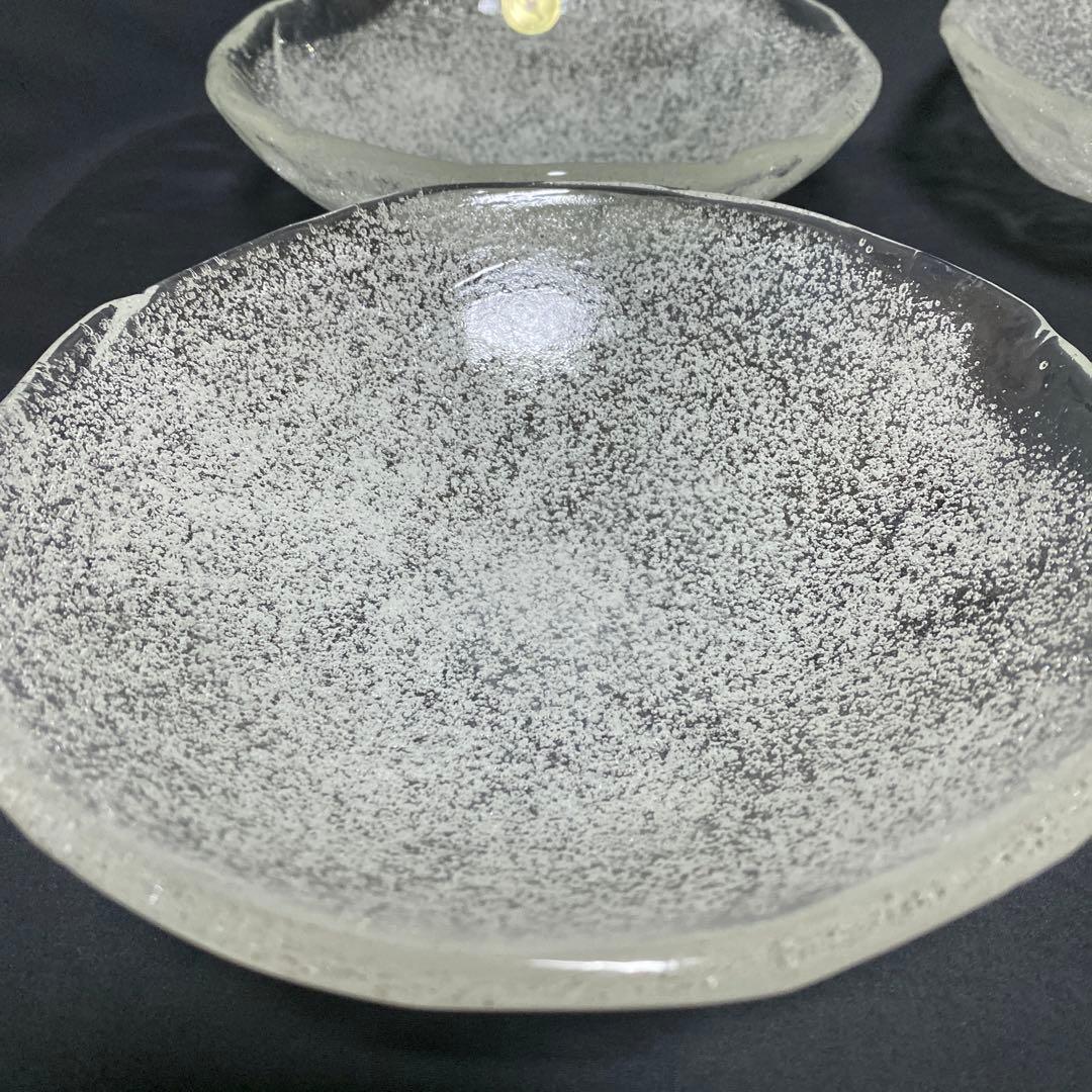 岩田ガラス　気泡　ガラス　浅鉢　深皿　6枚　未使用　美品