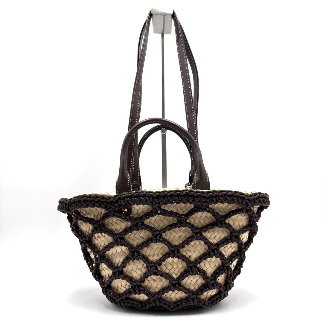 【未使用保管品】トッズ ストロー トート かごバッグ 編み込み レディース 茶