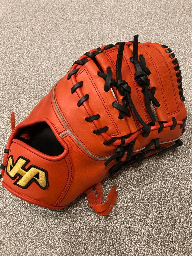 ハタケヤマ 軟式 ファーストミットTH-381V 一塁手用 Vオレンジ