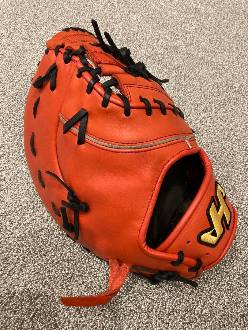 ハタケヤマ 軟式 ファーストミットTH-381V 一塁手用 Vオレンジ