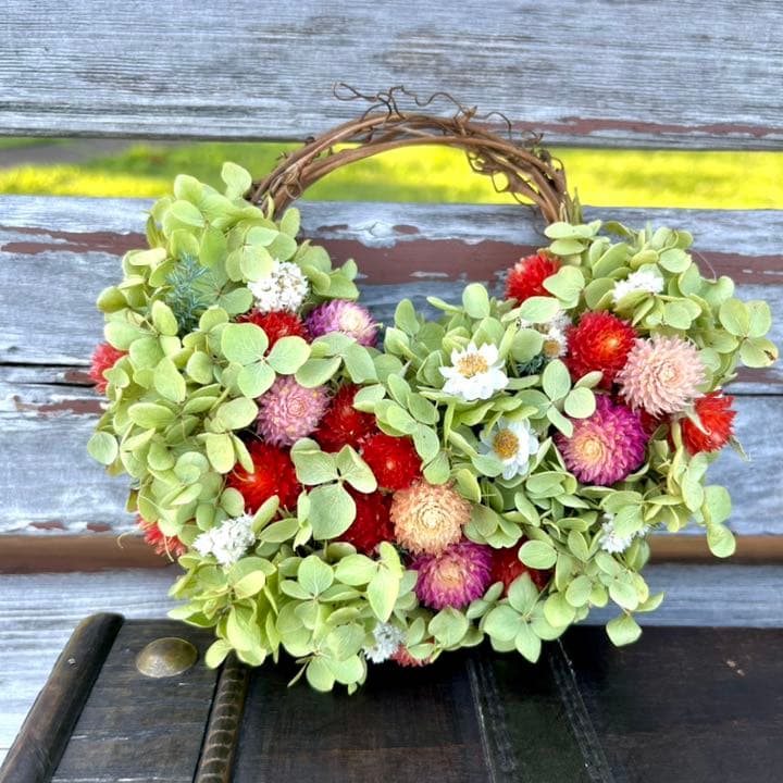 アナベル紫陽花　花畑リース