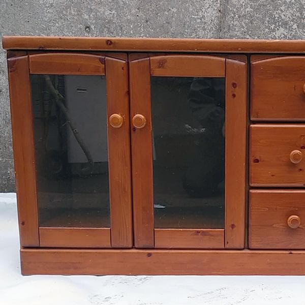 カントリー風　ナチュラルウッド収納ラック 引き出し4つ　棚2段