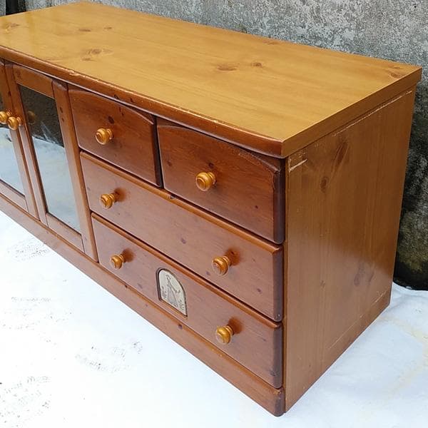 カントリー風　ナチュラルウッド収納ラック 引き出し4つ　棚2段