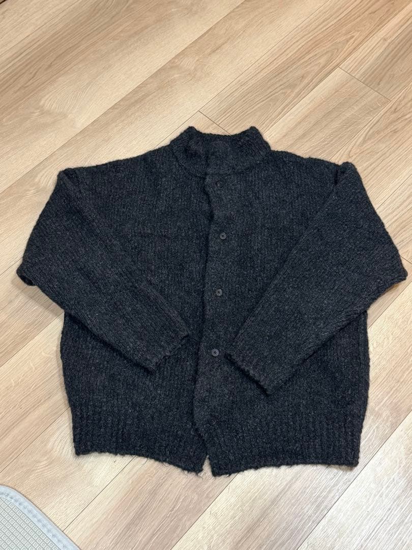 ATON ベビーアルパカモックネックカーディガン グレー