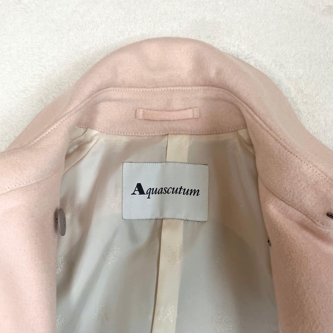 [美品] アクアスキュータム　現行品　ウールコート　ロング　パステルピンク　M