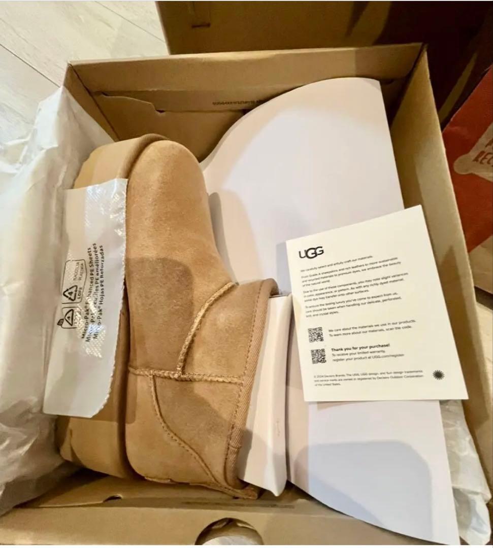 UGG クラシック ウルトラ ミニ プラットフォーム US8 チェストナット厚底