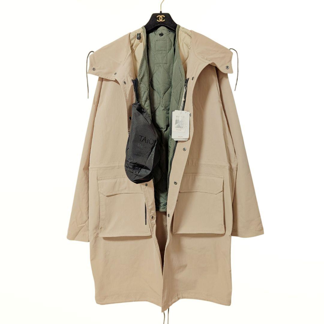 新品 タイオン フーデッドコート ダウンベストセット ベージュ L