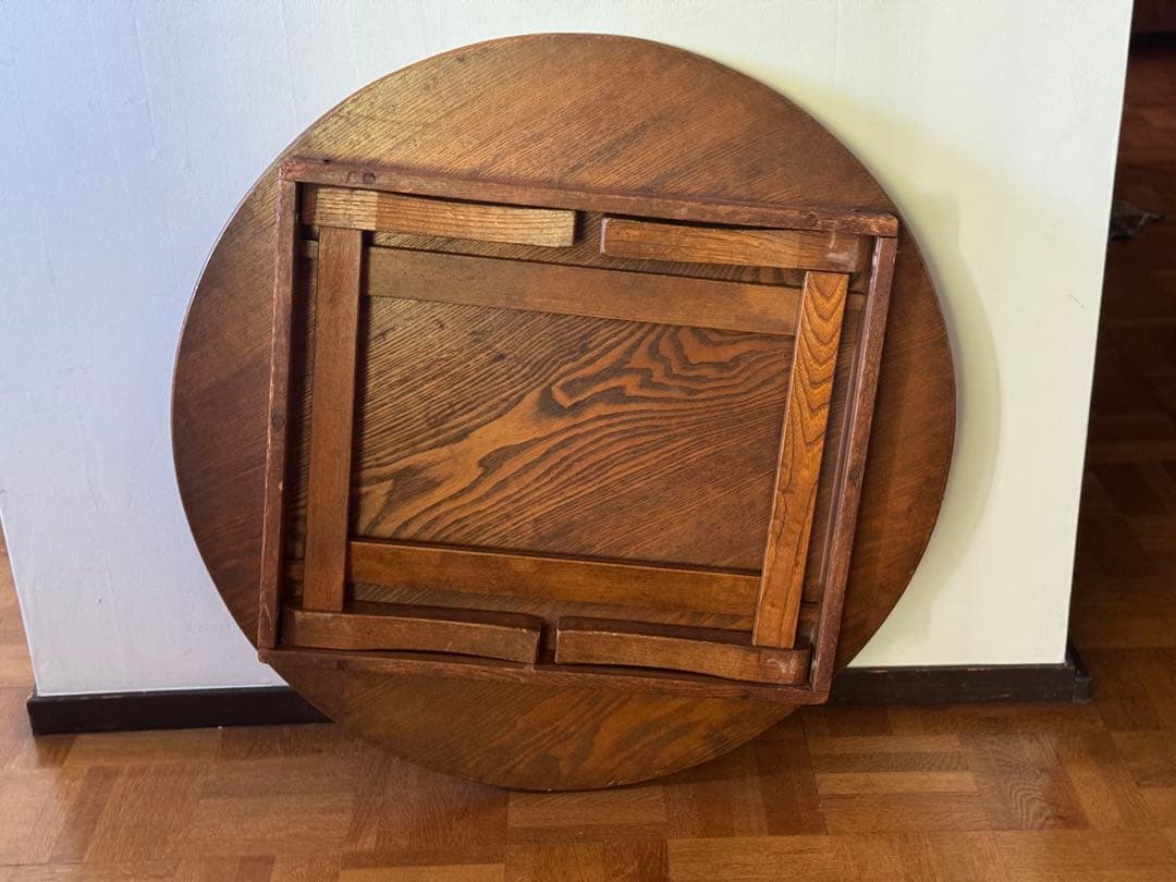 ちゃぶ台 昭和レトロ 木製 円形 ローテーブル 当時物